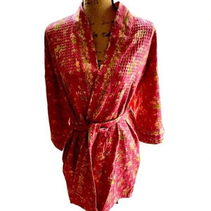 April Cornell Floral Cotton Robe With Matching‎ Slippers NWT